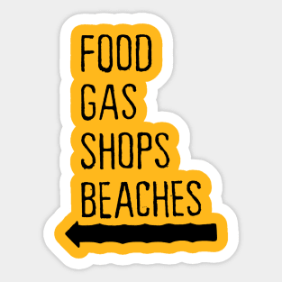 Food Gas Shops Beaches Sticker